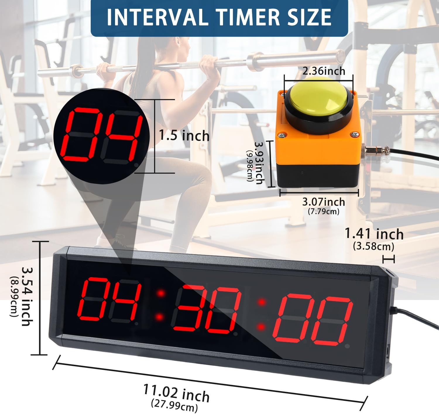 Fitness Timer with Stopwatch Button, Suitable for School/Exam/Home Exercise/Gym/