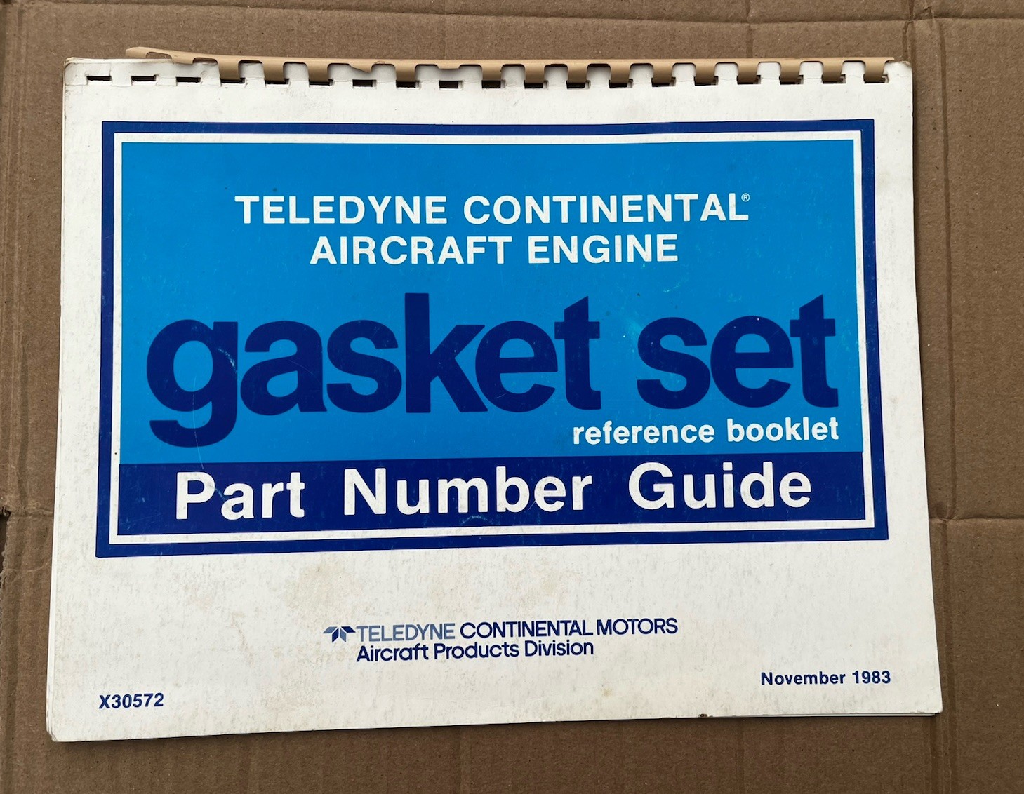 Continental Engine Gasket Set 1983 Reference Part Number Guide X30572 Original