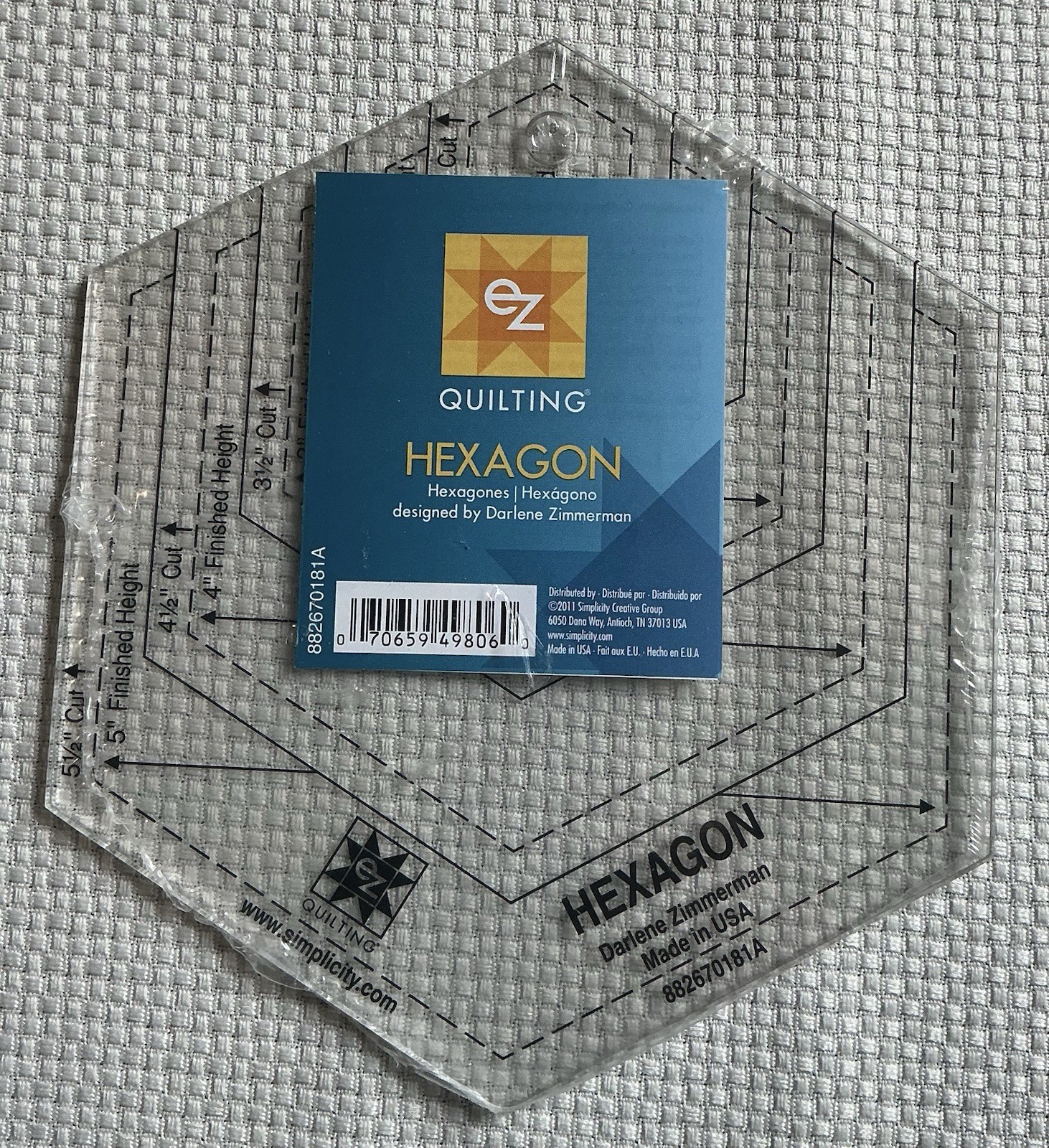 EZ Quilting  882670181 Hexagon Template - NEW
