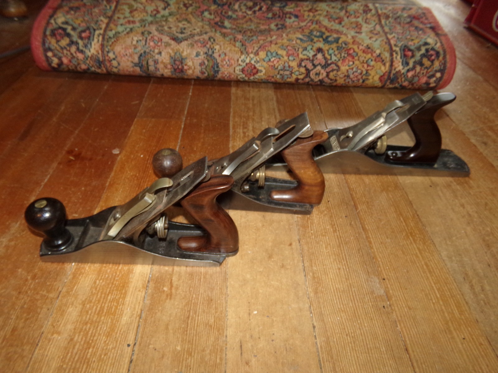 Set of 3 Vintage Stanley USA No.3, 4, 5 Smooth Bottom Smooth Planes Very Nice