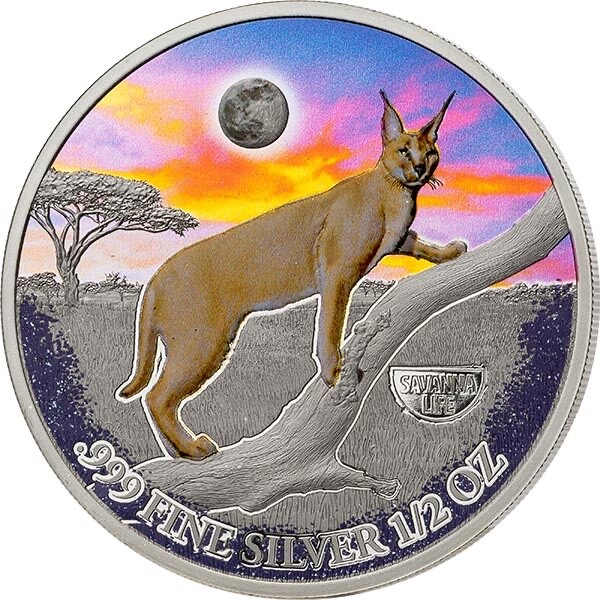 2022 Cameroon Caracal Cat Silver Colored Coin African Wildlife Savanna Life WWF