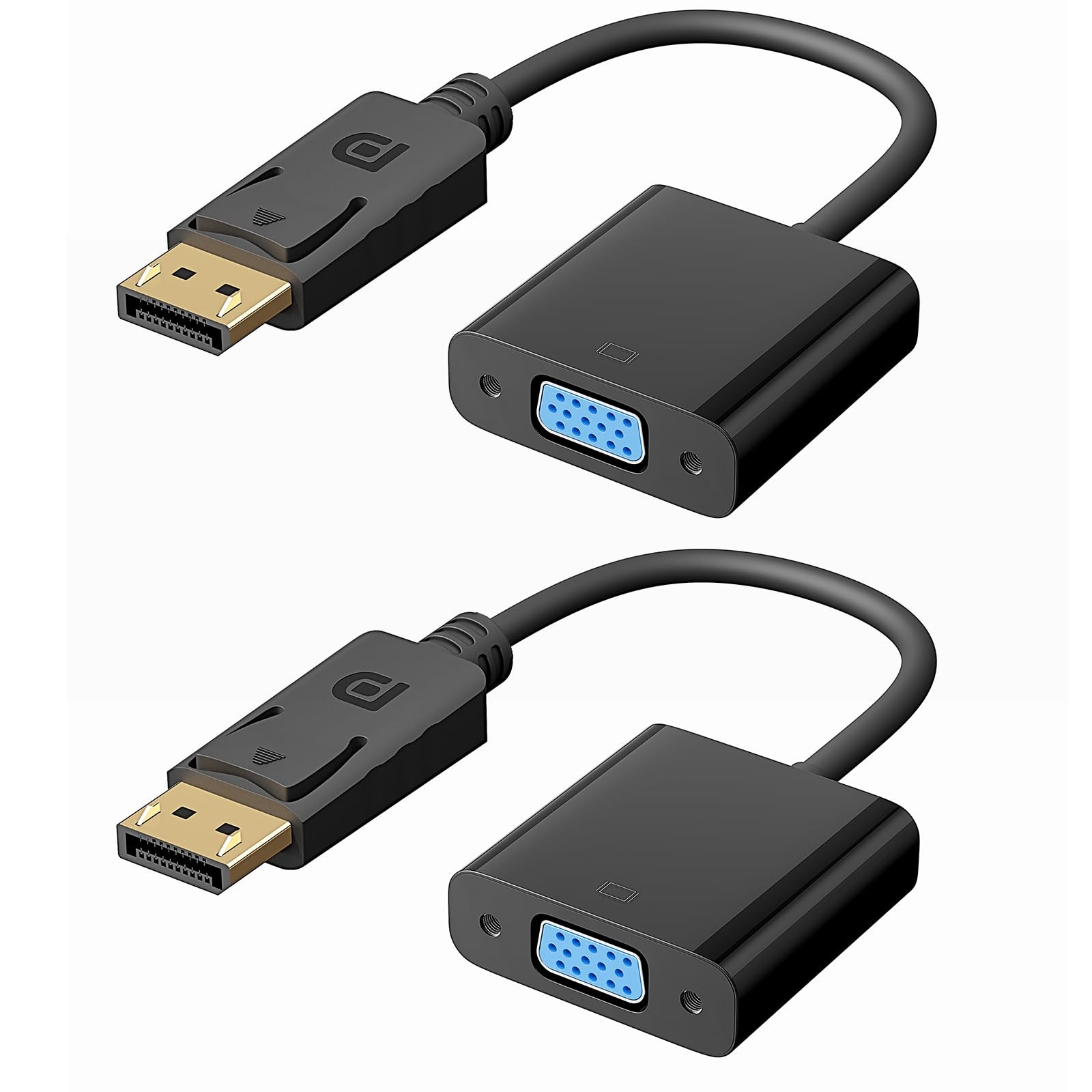 BMKZAYR DisplayPort(DP) to VGA Adapter, 2 Pack Gold-Plated DisplayPort Black