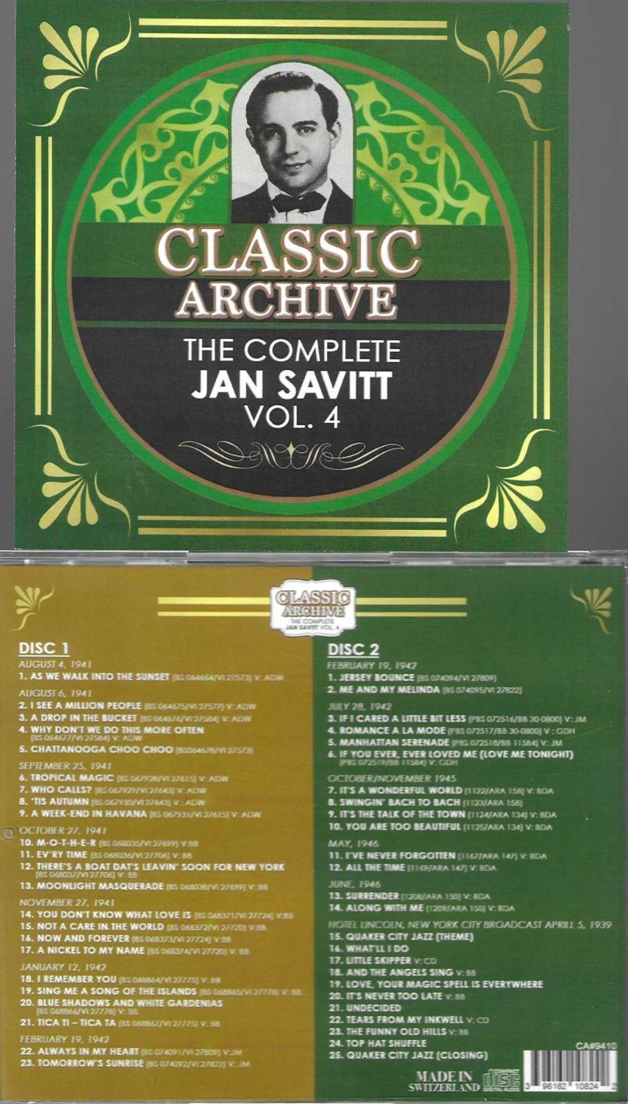 JAN SAVITT & HIS TOP HATTERS-COMPLETE RECORDINGS VOL. 4 1941-46 2CD IMPORT