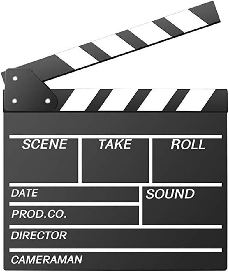 Movie Film Clap Board, Hollywood Clapper 11"W x 12"H, White, White;black