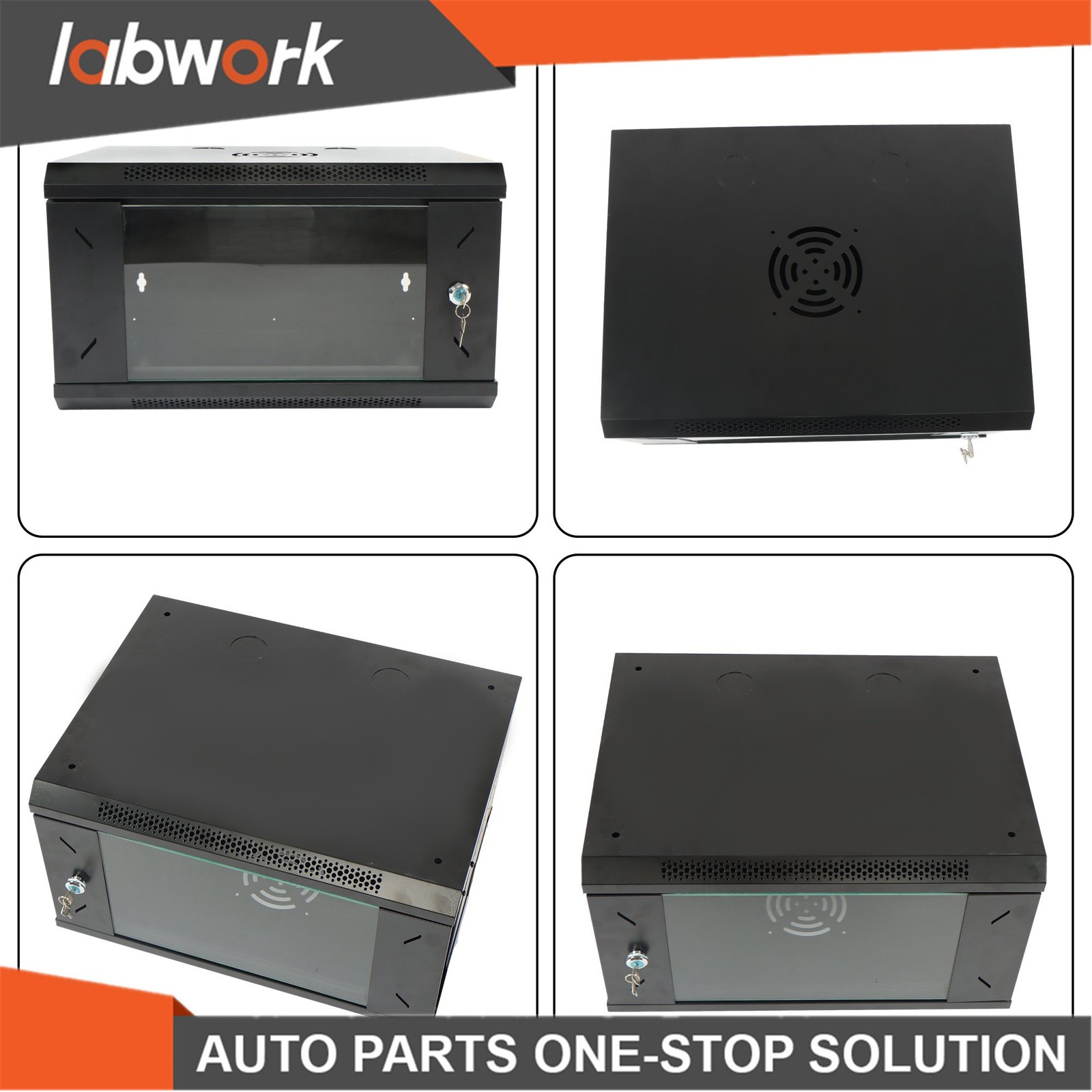 Labwork 6U Wall Network Cabinet w/ Locking Tempered Glass Door & 15.5" Depth