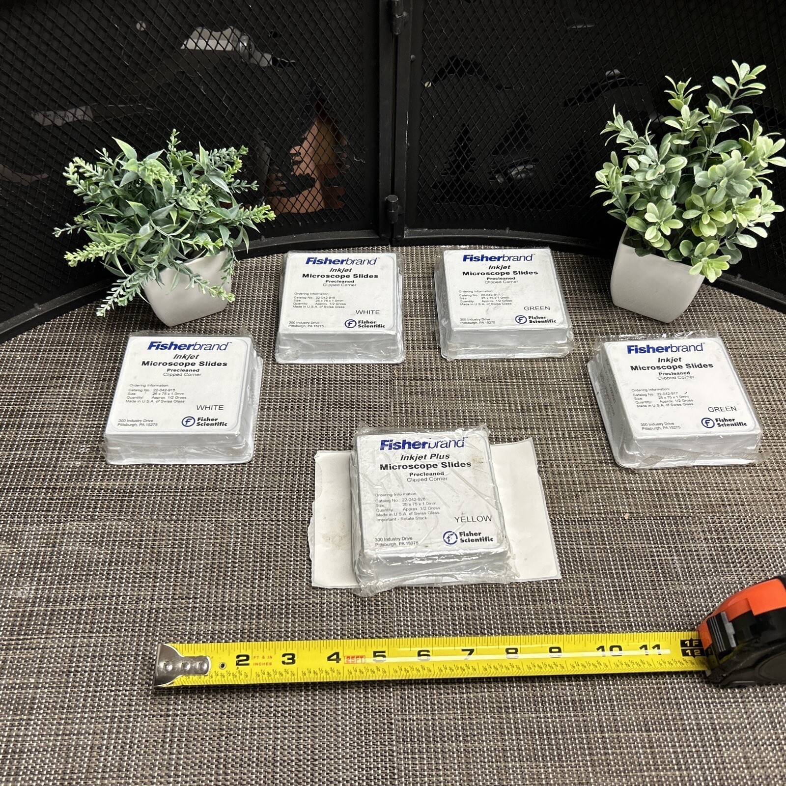 5 QTY! Bulk Lot- FisherBrand InkJet Microscope Slides White Yellow Green 22-042