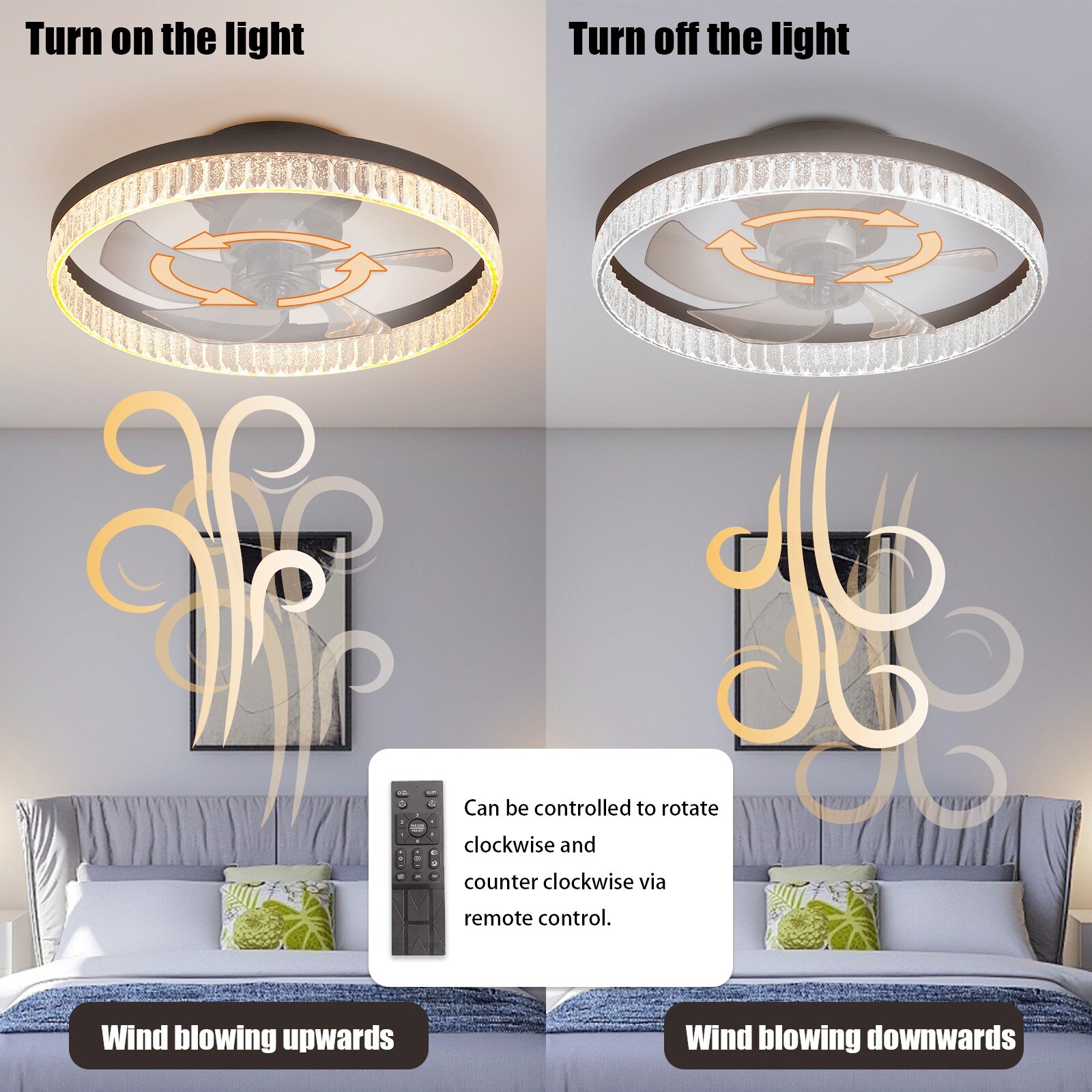 20" Modern Brown 5-Blade Smart LED Ceiling Fan