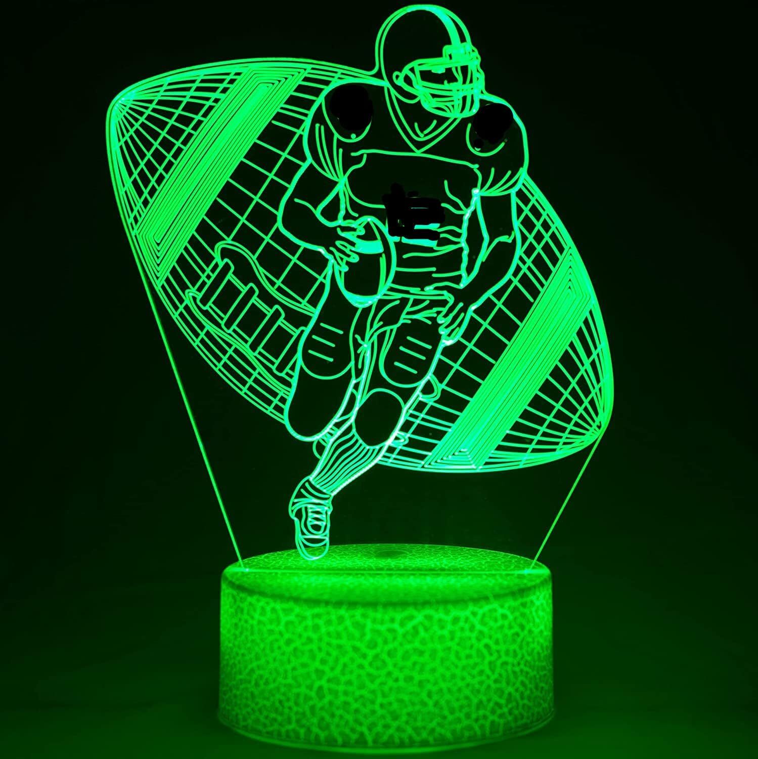 3D Rugby American Football Night Light Lamp Illusion 7 Color Changing Touch Swit