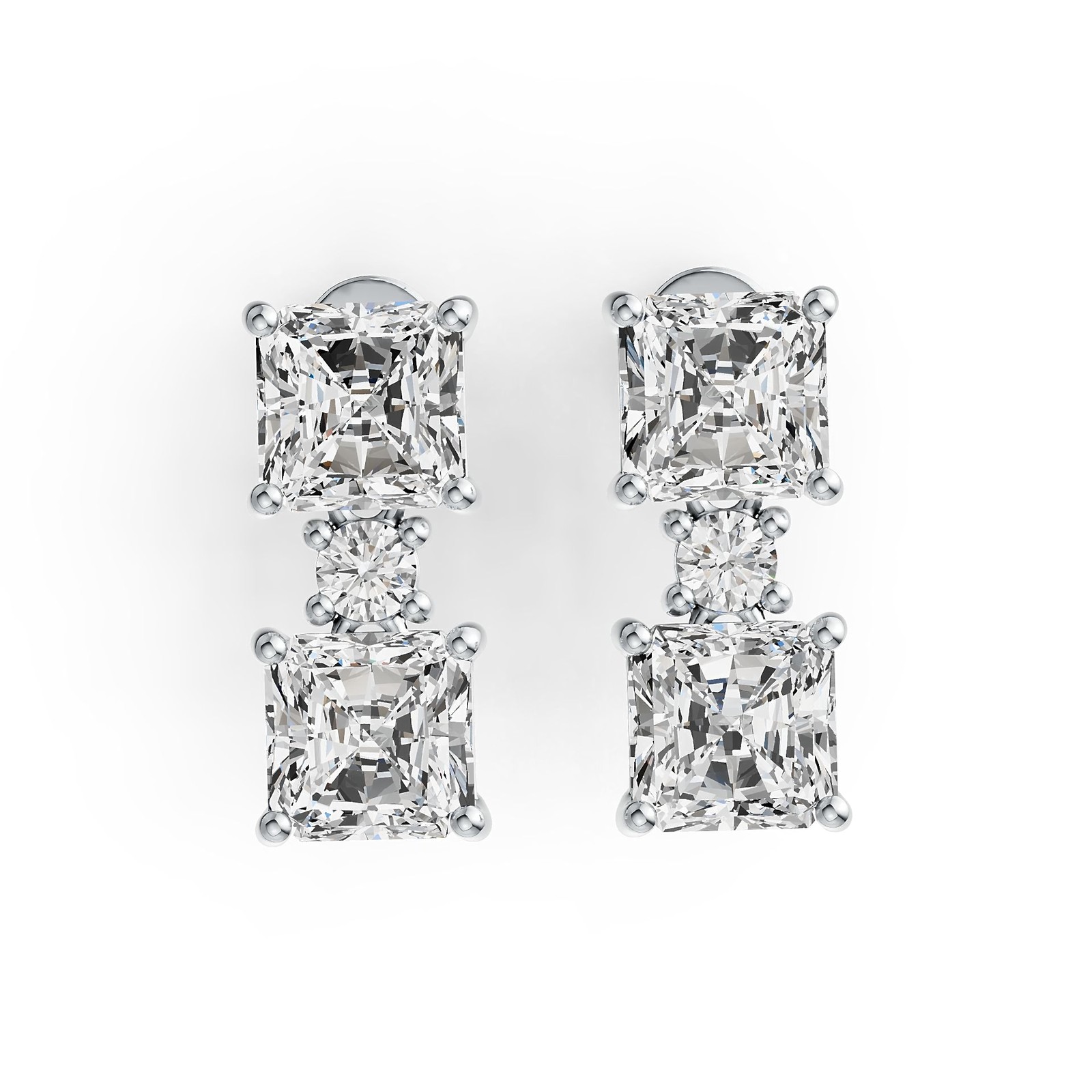 Sterling Silver Semi Mount Earrings Setting Emerald OCT 6X6mm