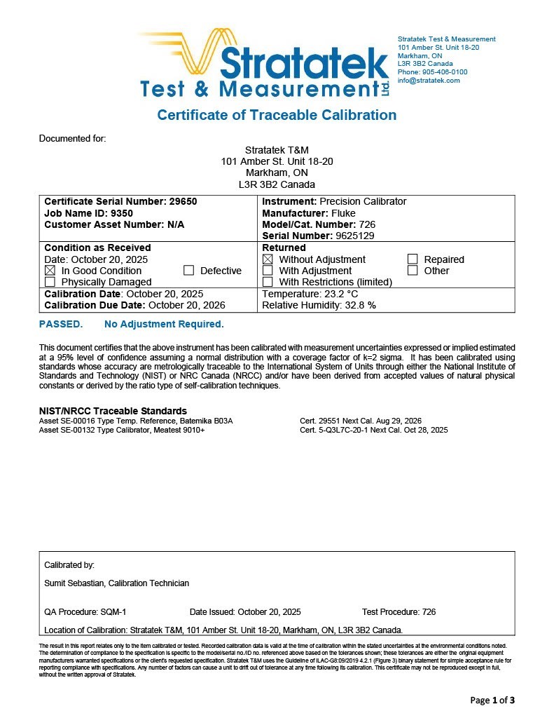 Fluke 726 Multifunction Process Precision Calibrator - NIST Calibrated with Data