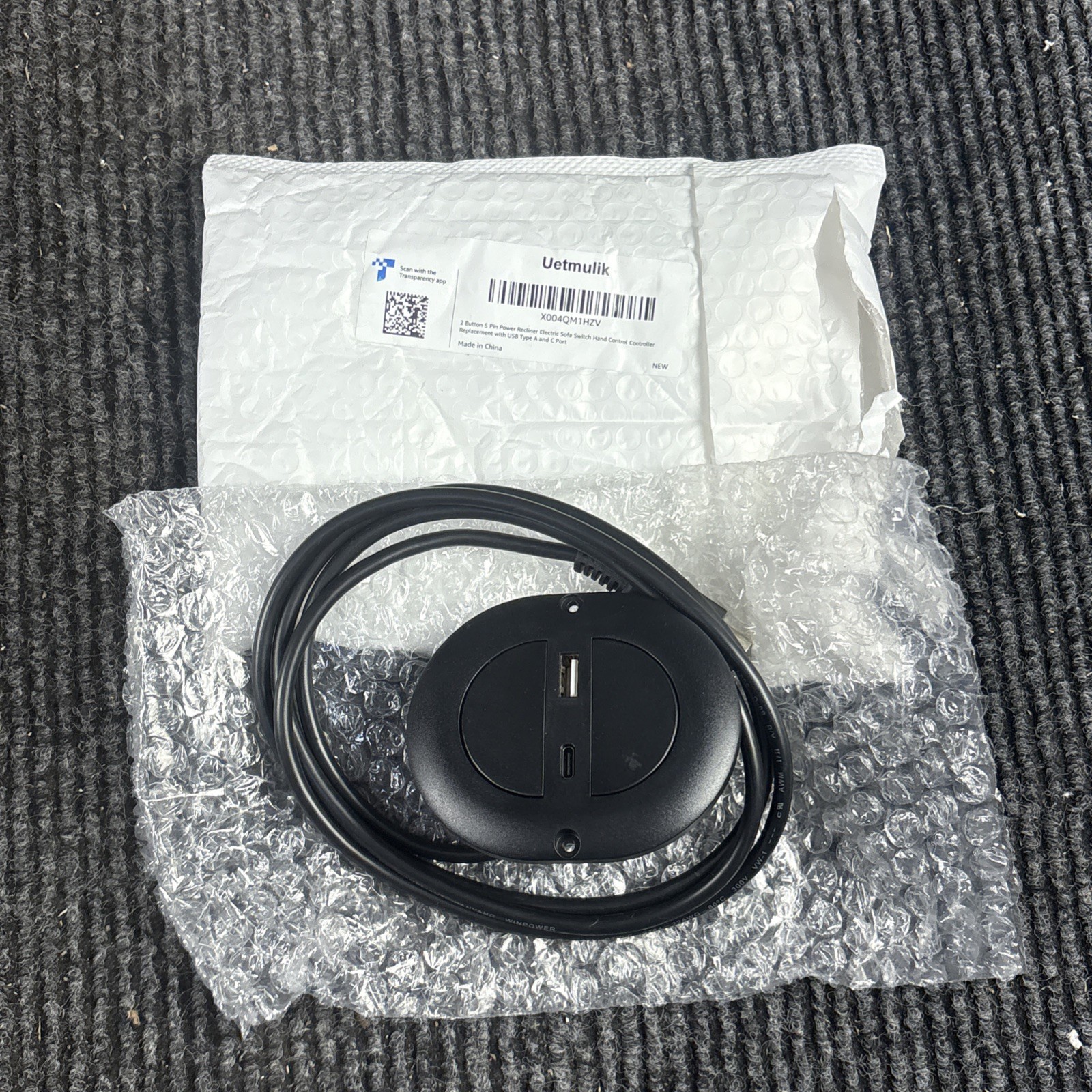 2 Button 5 Pin Hand Control Switch with USB Port for Power Recliner Lift Chair