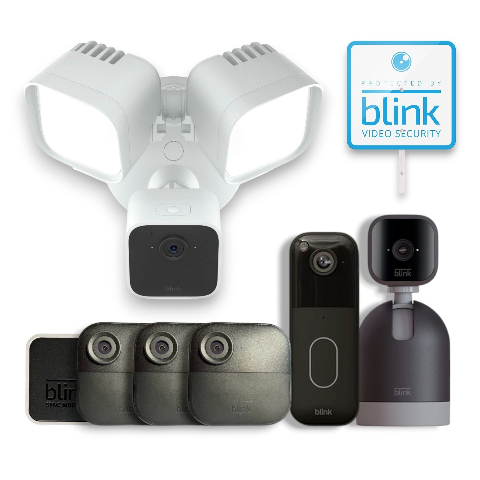 Blink Home Security 6 Camera System with Floodlight Pan-tilt and Video Doorbell