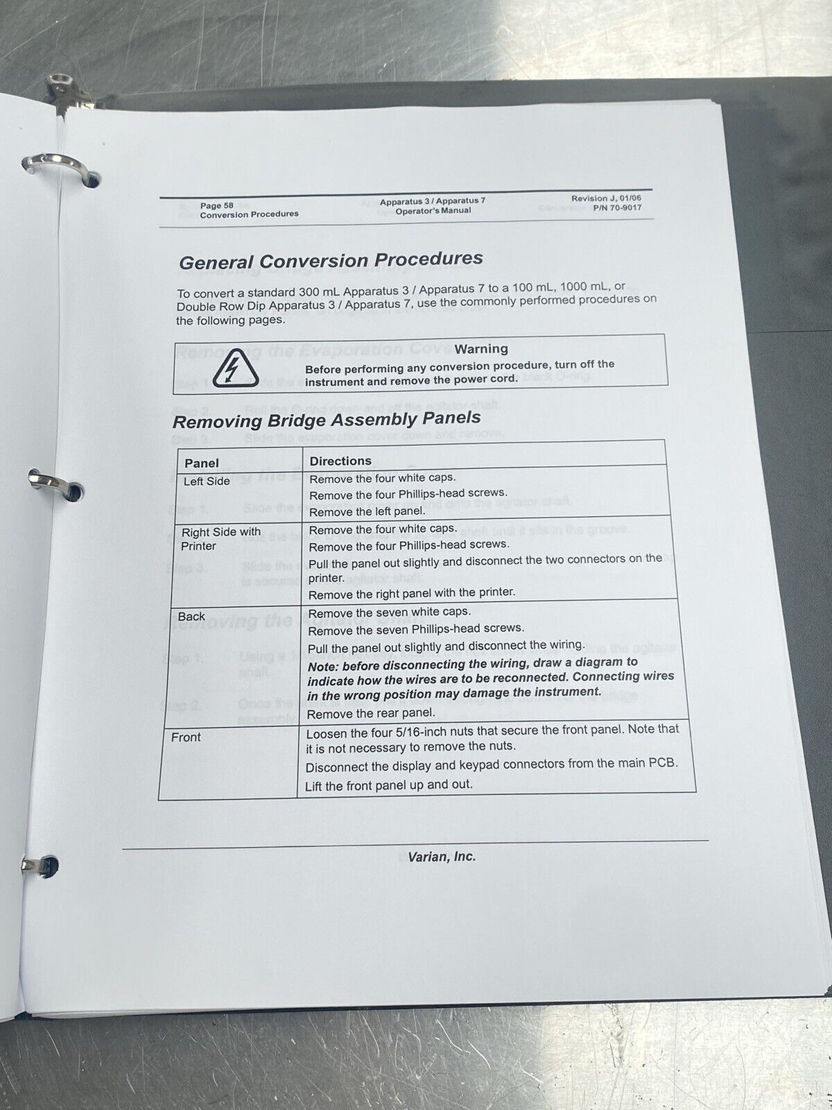 Varian Apparatus 3 / Apparatus 7 - Users Manual / Instructions Book