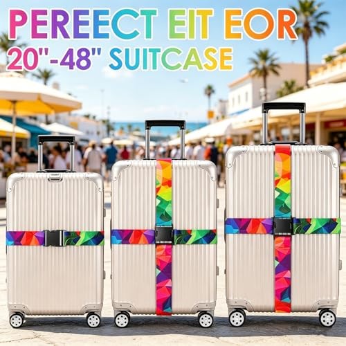 4 Pack Luggage Straps for Suitcases Adjustable Colorful Geometry(4 Pack)