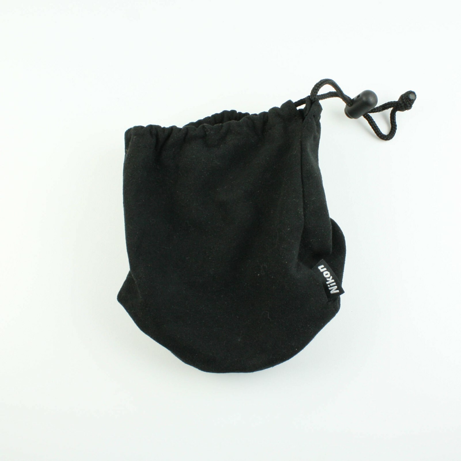 Nikon - Black Fabric Lens Pouch - Medium Faux Suede Drawstring Bag - 6" x 4"