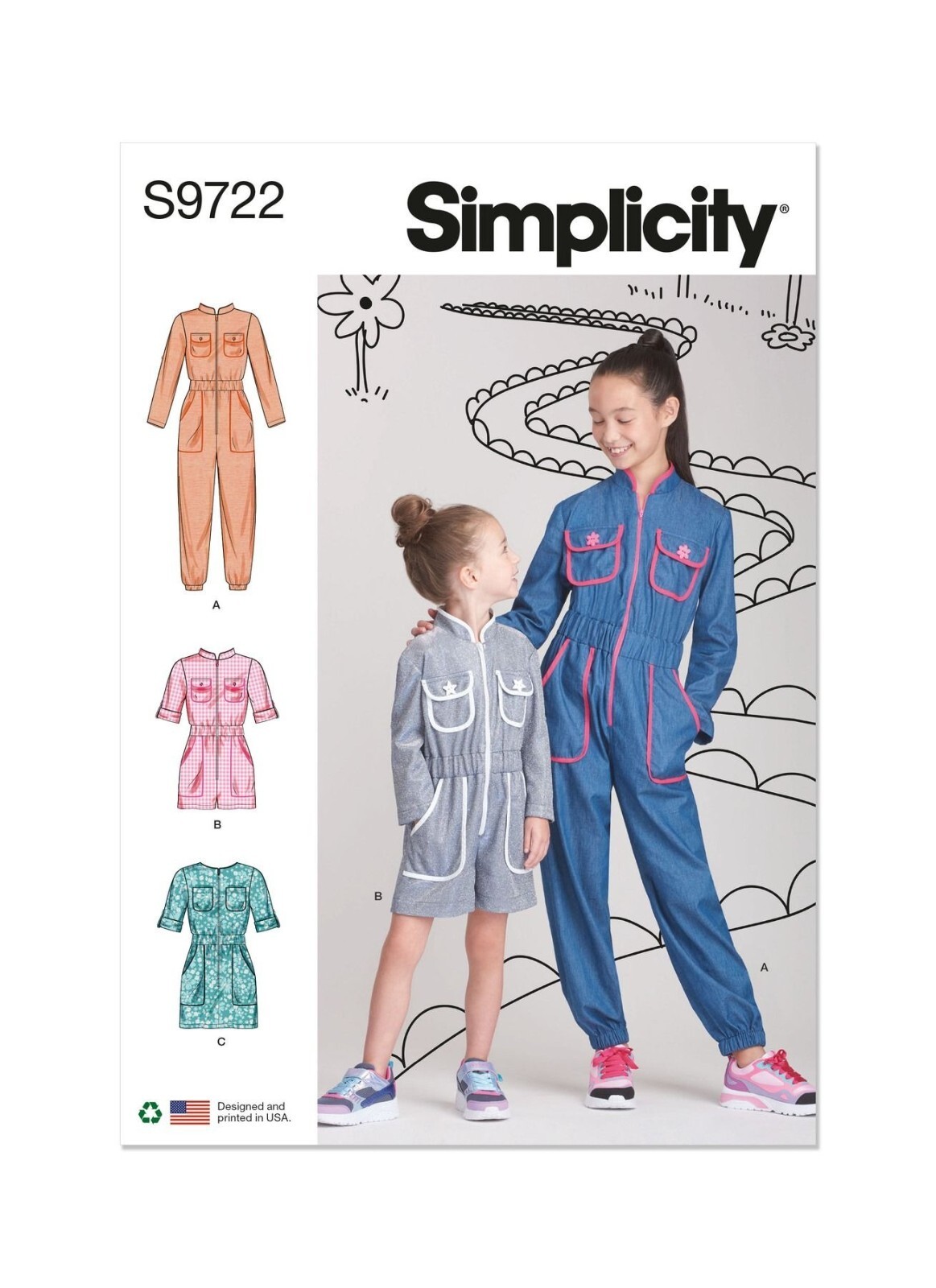 Simplicity Sewing Pattern 9722 R11705 Jumpsuit Romper Dress Girls Size 7-14