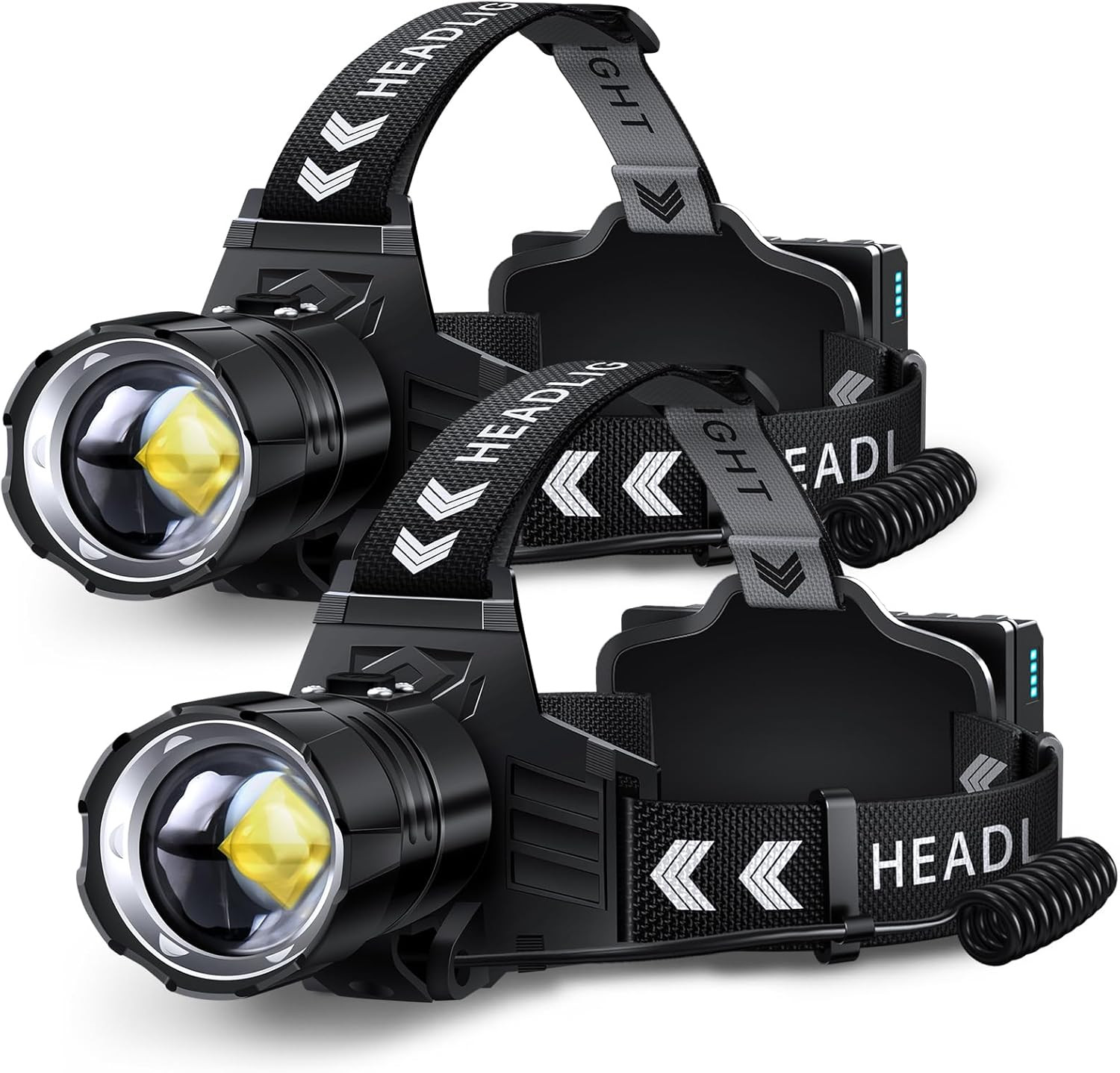 Rechargeable LED Headlamp 99000 High Lumens, 95 Hours Long Lasting Head Light wi