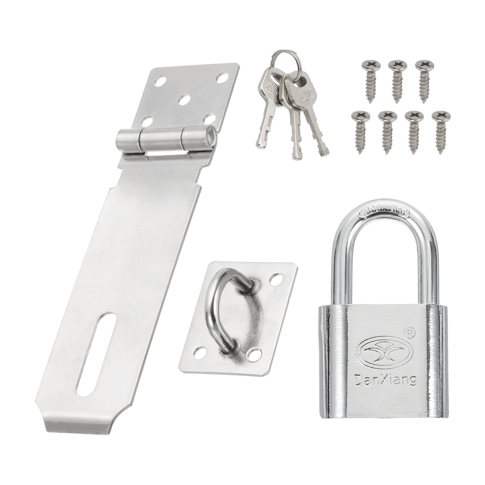 5" Padlock Hasp Set Stainless Steel Door Lock Latch with Keys Screws