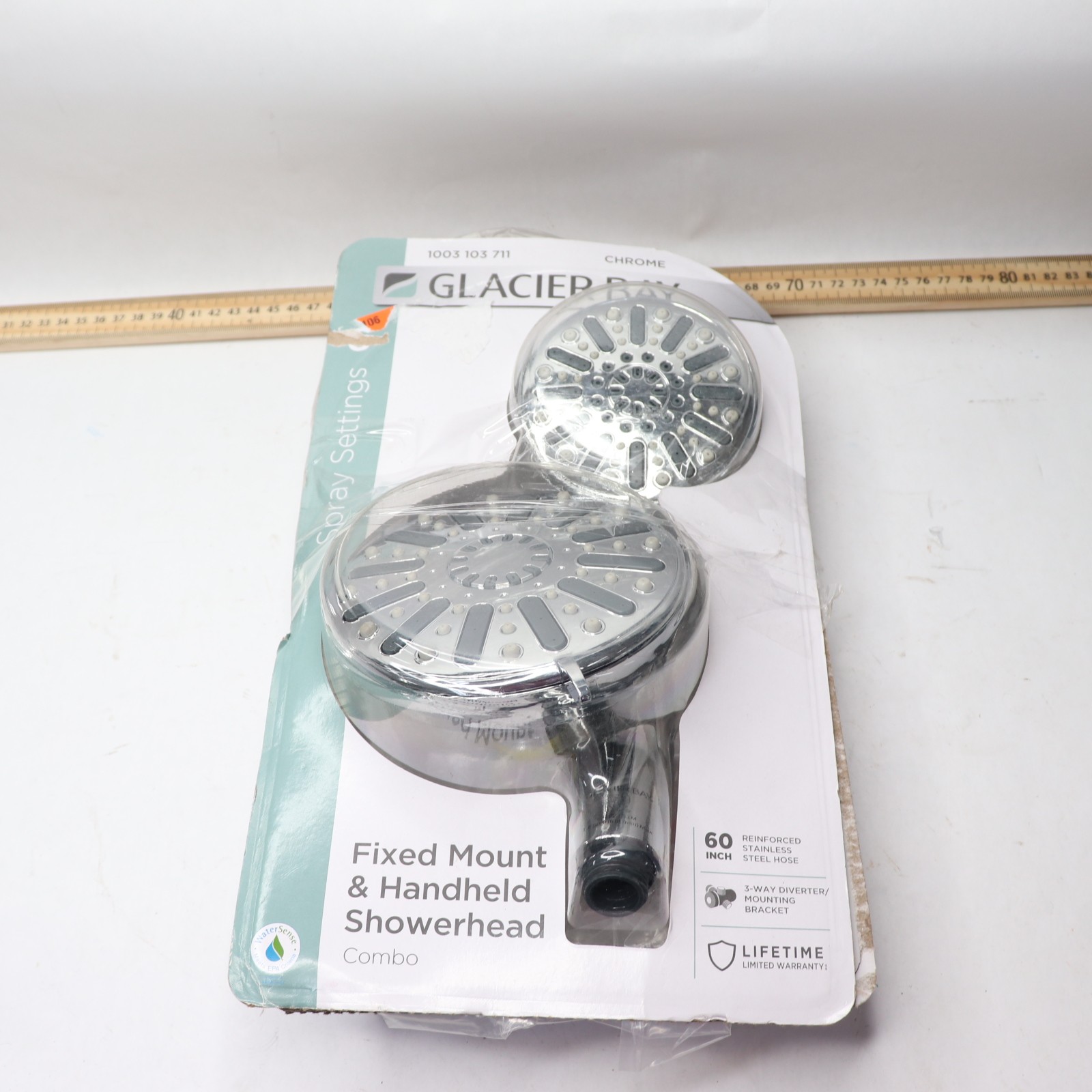 Glacier Bay Hand Shower and Showerhead Combo Kit 6-Spray Chrome 8469100HC