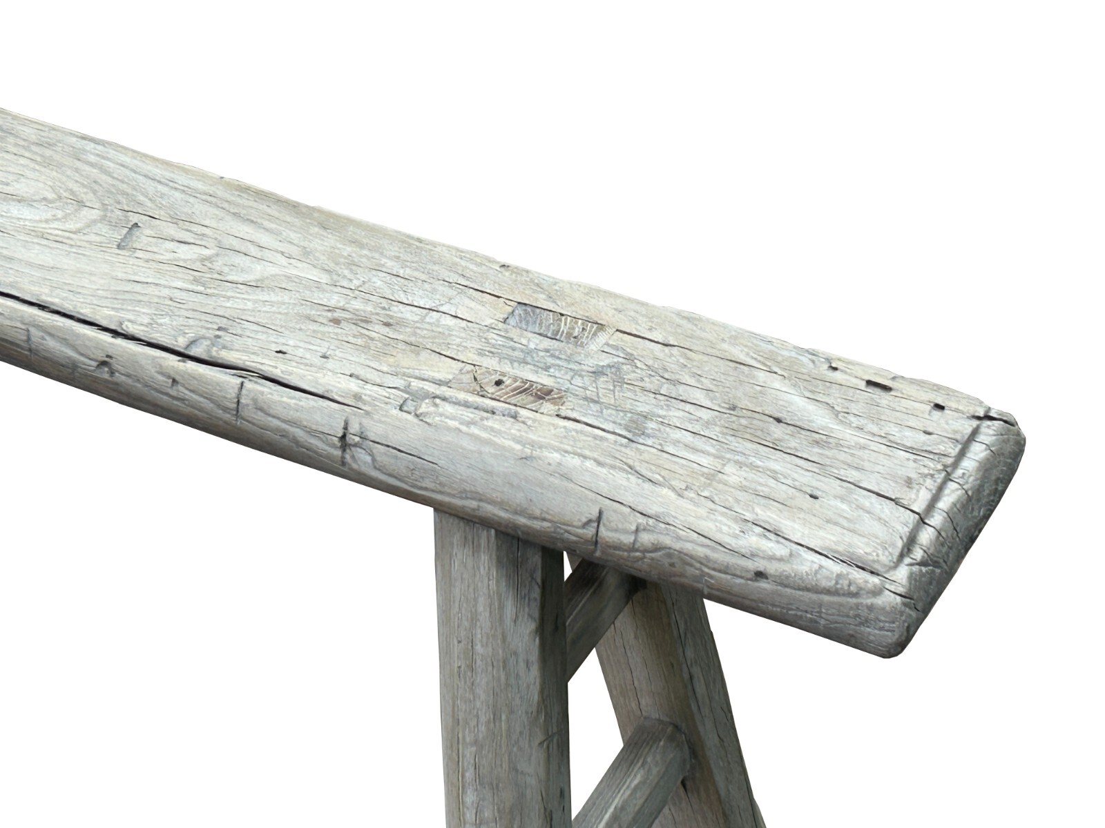 Raw Rough Wood Grain Rectangle Long Slim Stool Bench Side Table ws4630