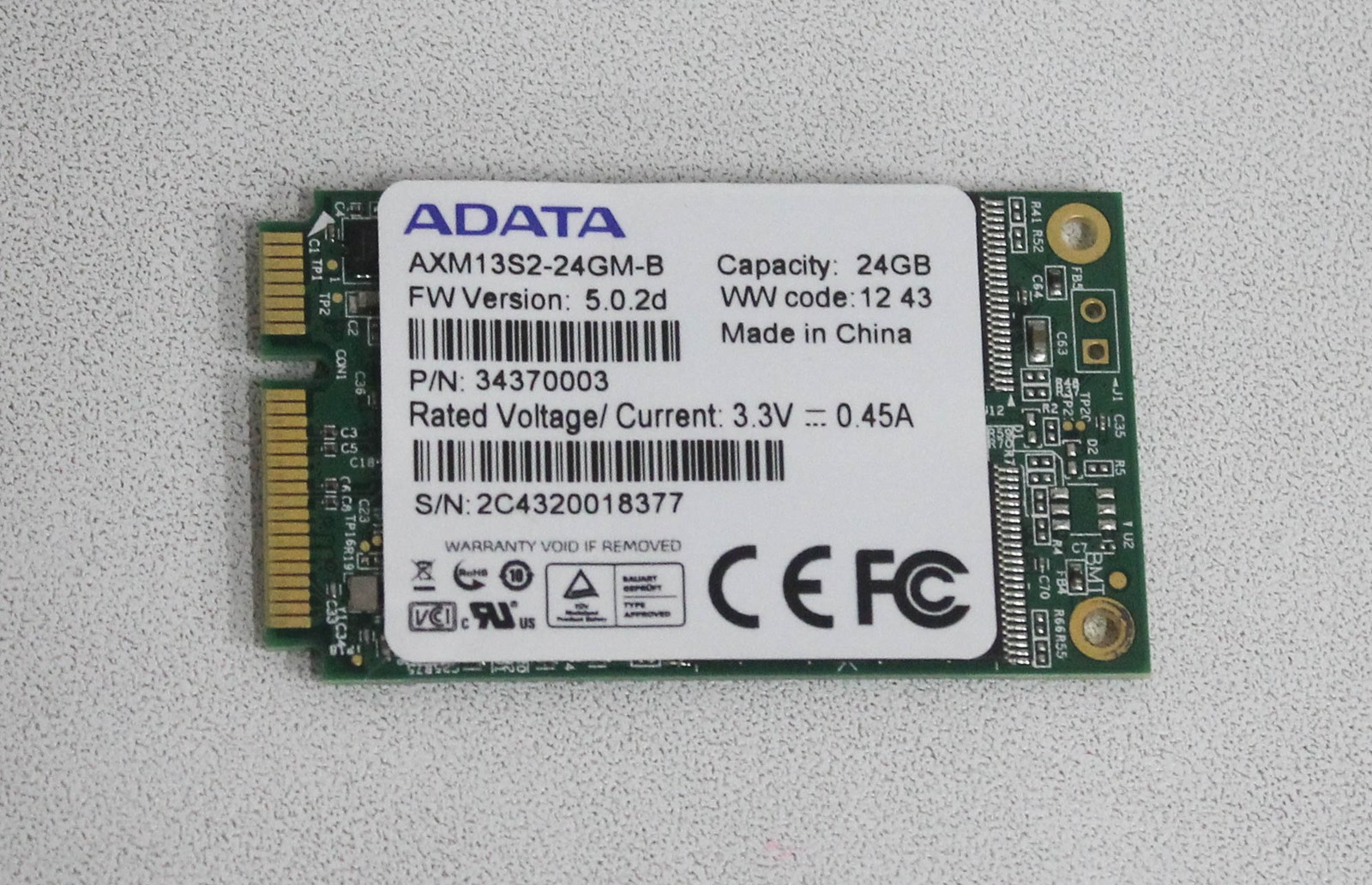 34370003 Sony SSD -M 24GB Adata Msata (Axm13S2 24Gm-B Ml) "GRADE A"