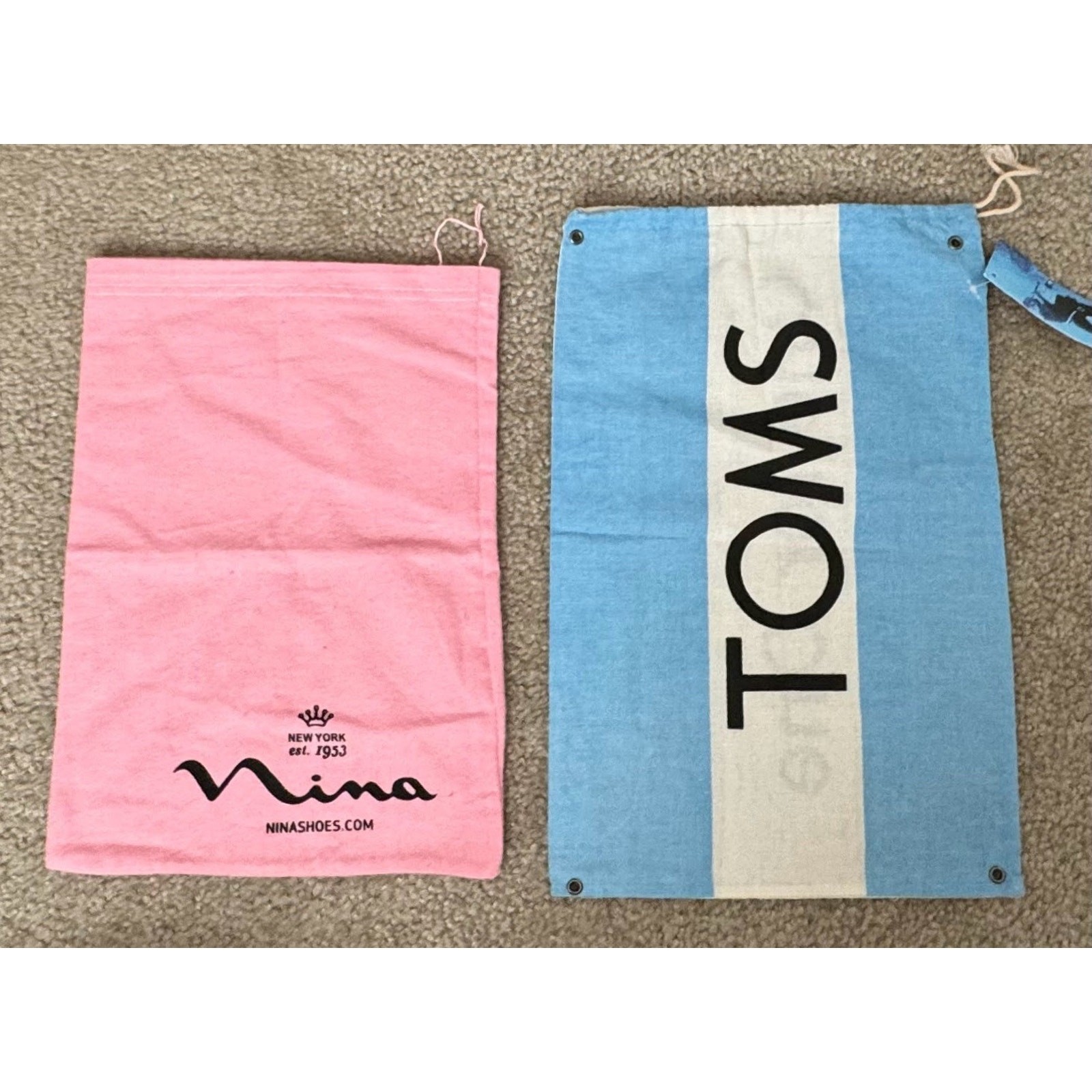 NEW Authentic Nina New York Pink & Toms Drawstring Dust Cover Bag Set