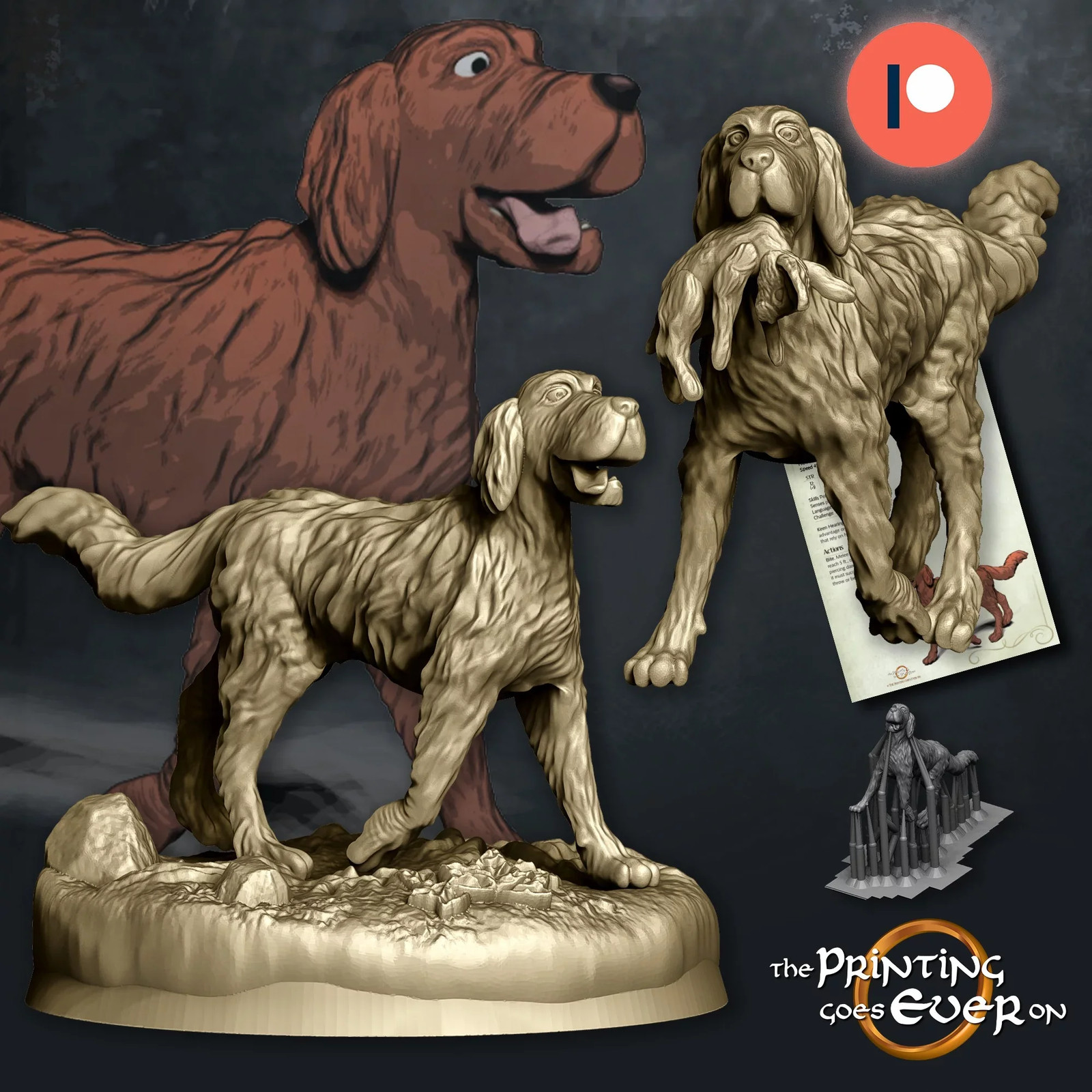 Hunting Dog (Set of 2) - 28-32mm The Town of - Resin Tabletop Miniatures