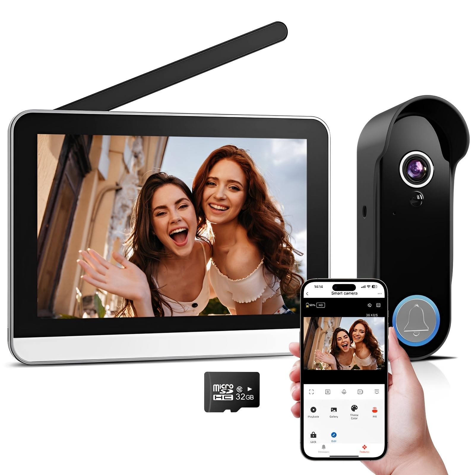 7 Inch Wireless Doorbell Camera Monitor Intercom