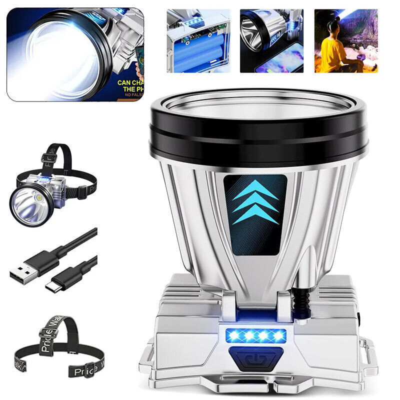 Super Bright LED Headlamp USB Rechargeable Headlight Head Torch Flashlight US