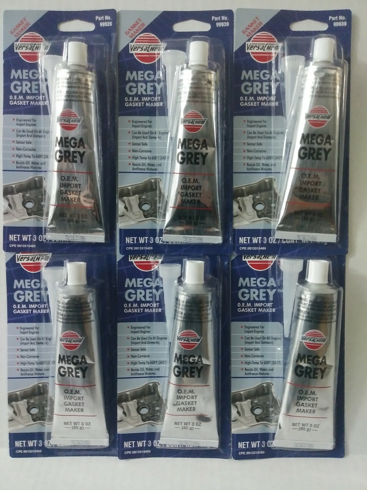 RTV Silicone Gasket Maker 6 VersaChem 3 oz Mega Grey O.E.M Import Sensor Safe