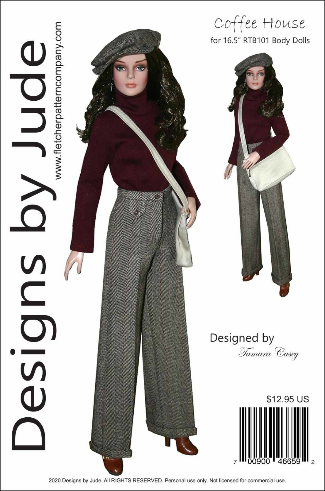 Coffee House Doll Clothes Sewing Pattern 16.5" RTB101 doll Grace Sydney Tonner