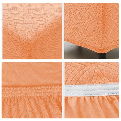 Ottoman Cover Square Stretch Soft Folding Storage Ottoman Cover Medium Orange