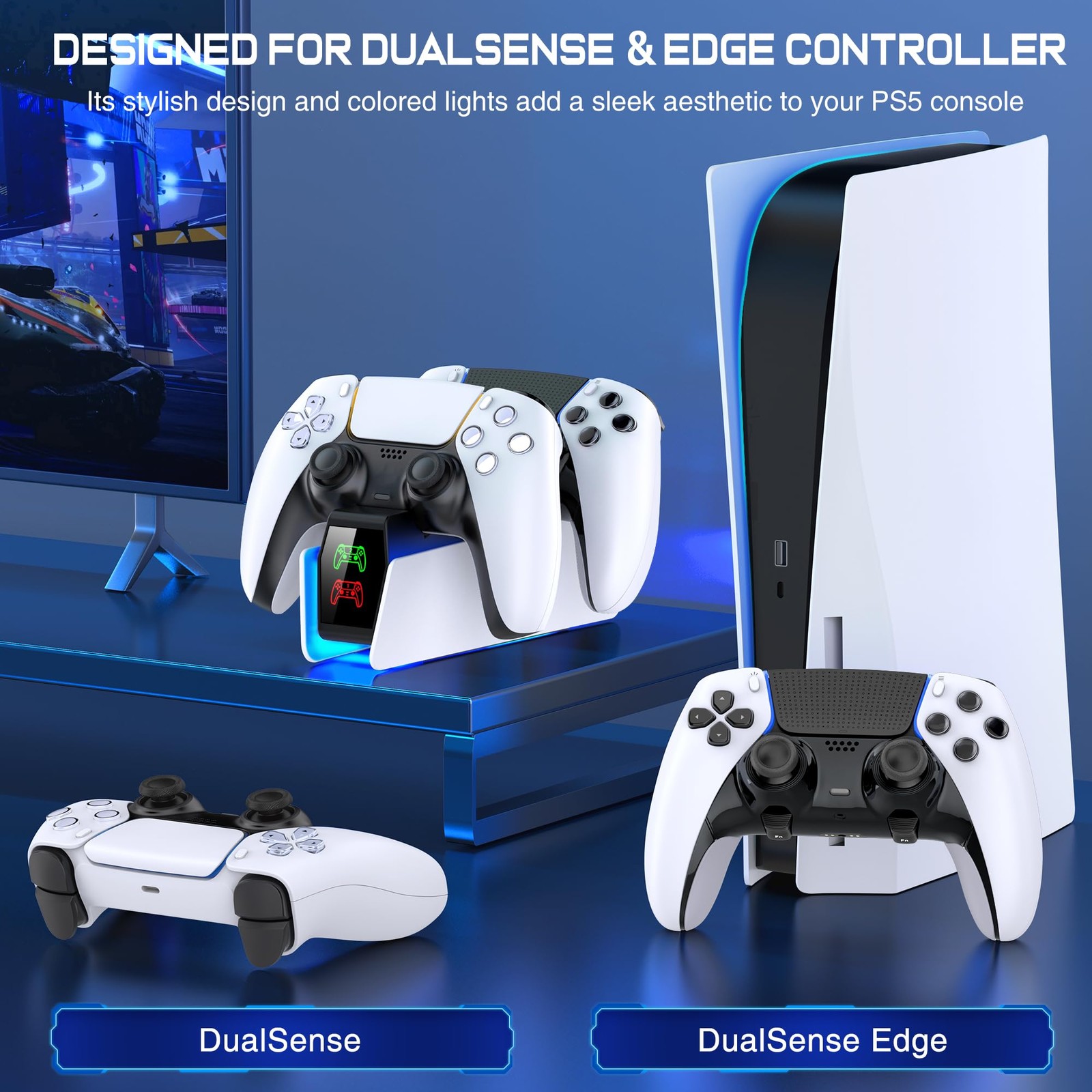 Svetaecho Ps5 Controller Charger Station For Playstation 5 Controllers Led