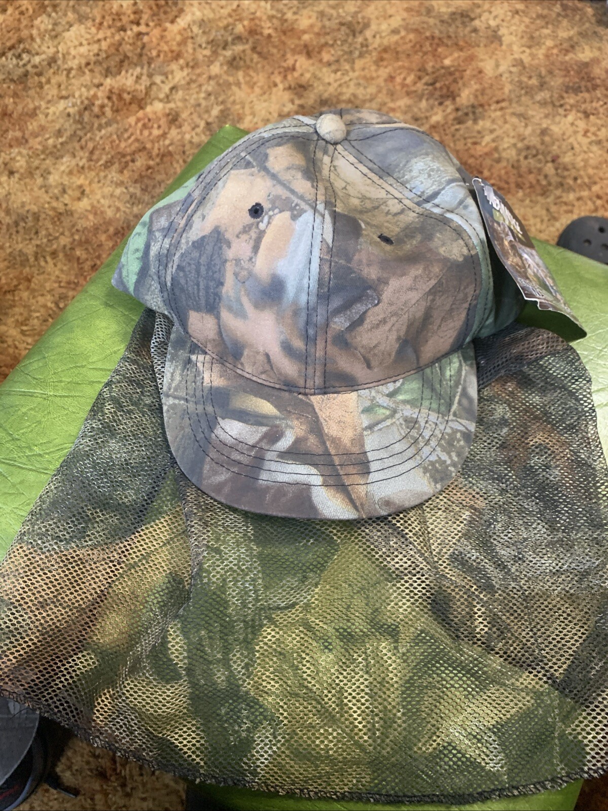 Vintage Advantage Camo Hat Cap w/ Mesh Face Blind Facemask Hunting With Tags