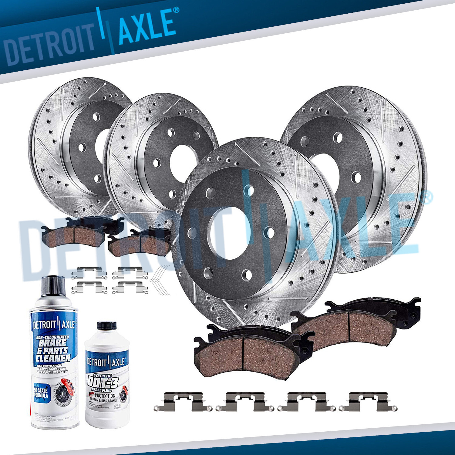 Front Rear Drilled Rotors Brake Pads for Nissan Frontier Xterra Suzuki Equator