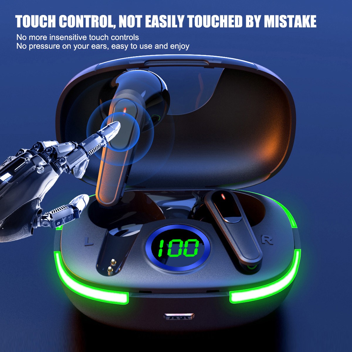 TWS Bluetooth 5.3 Earbuds Headset Wireless Noise Cancelling with Charging Case _
