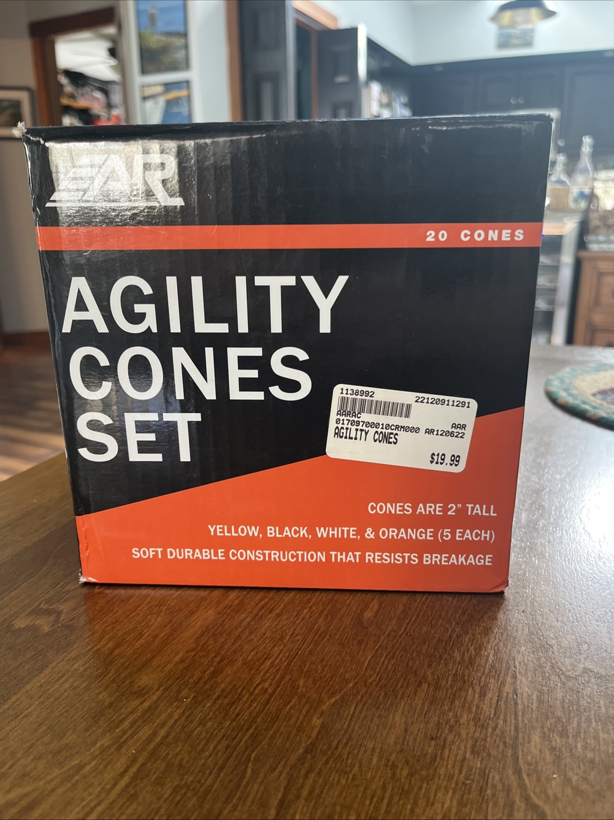 A & R Sports Agility Cones Set of 20 Cones Multi-Color 2"H with Metal Stand