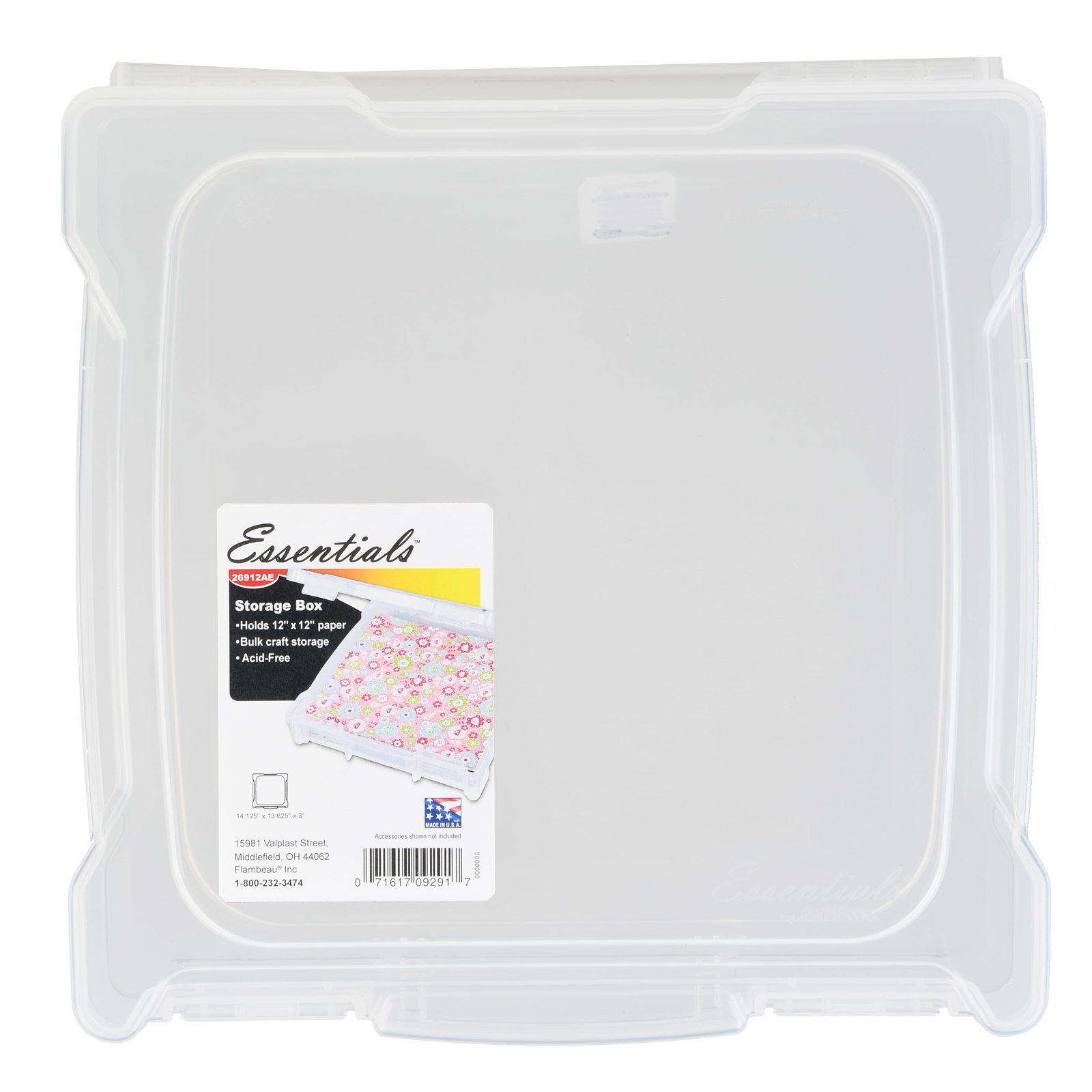Flambeau Essentials, Scrapbook Box, Craft Hobby Storage, Clear, 12 in, Plastic