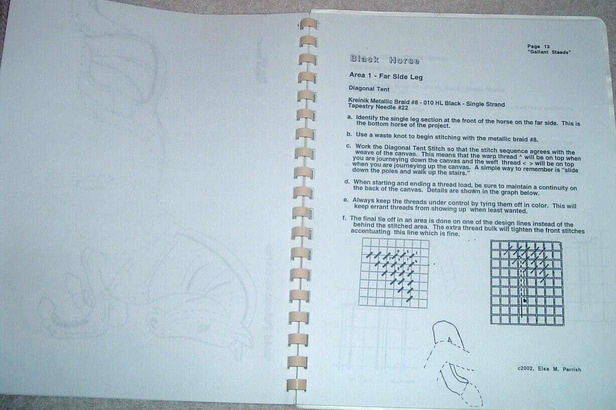 Elsa Parrish American Needlepoint Guild Pattern Book "Gallant Steeds" Horses