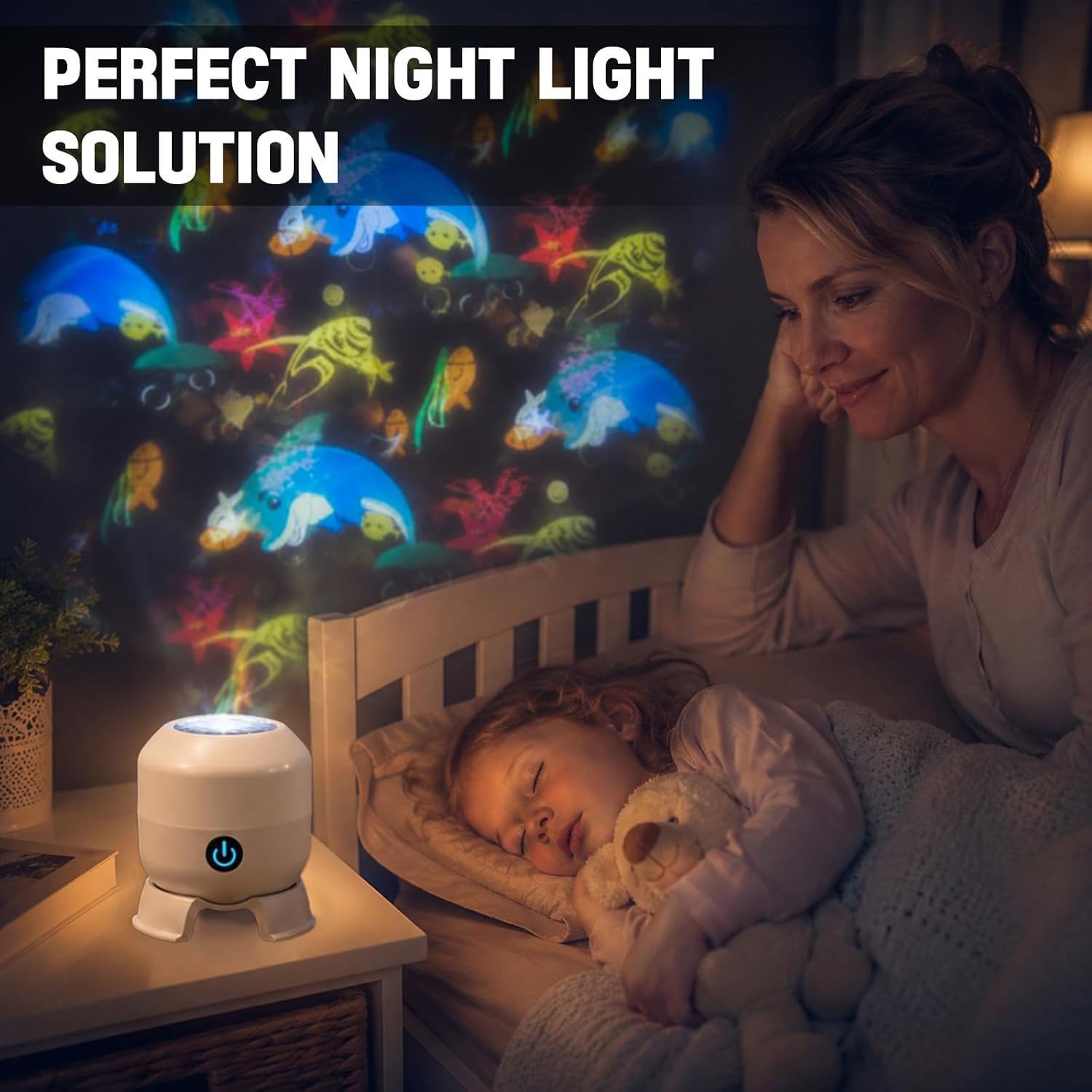 Dynamic Rotating Led Projector Lights Ocean Scene Rotating Night Lamp for Kids