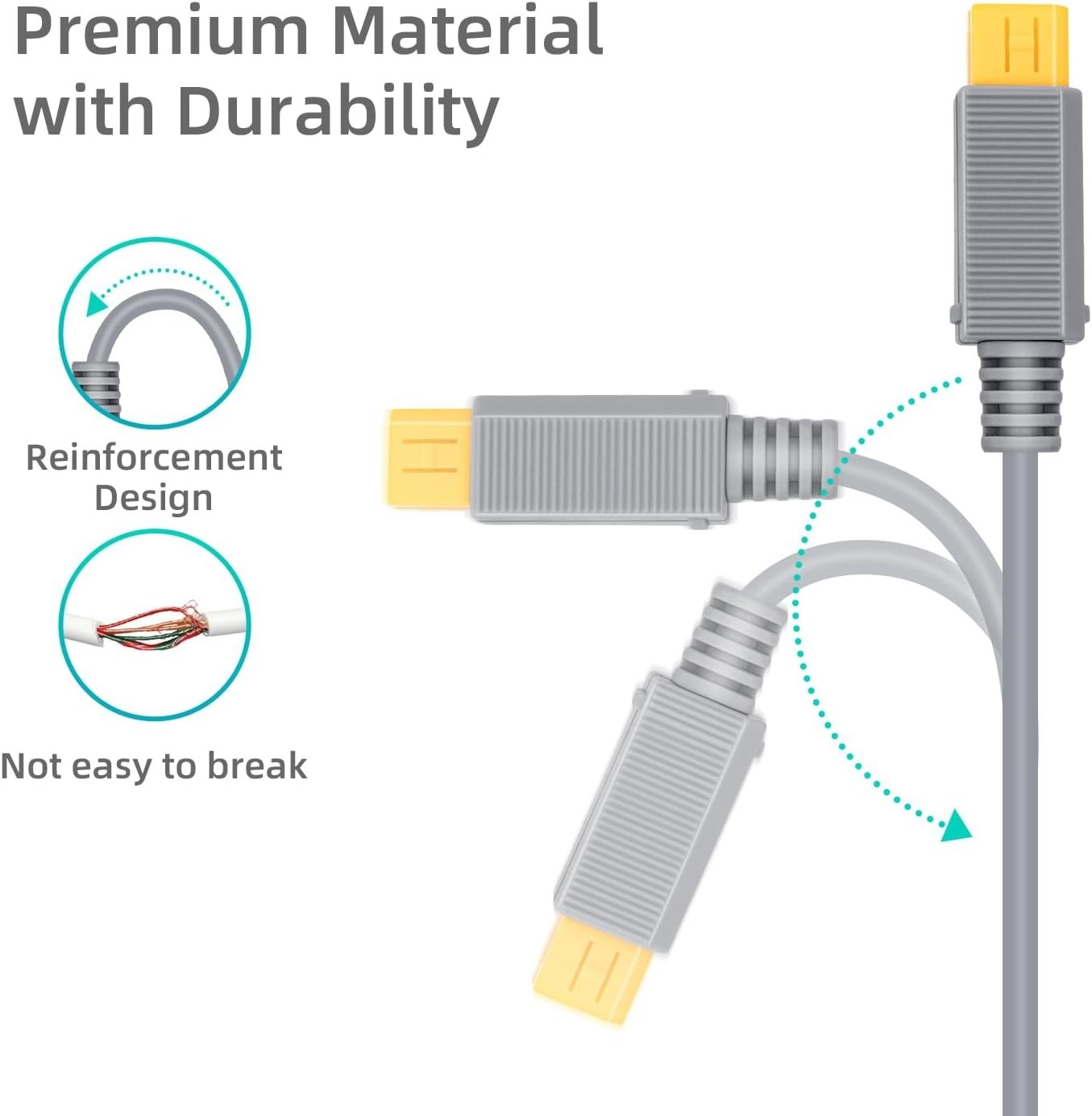 Durable 6.5Ft Type C Power Cable for Wii U - Lightweight & Portable Solution