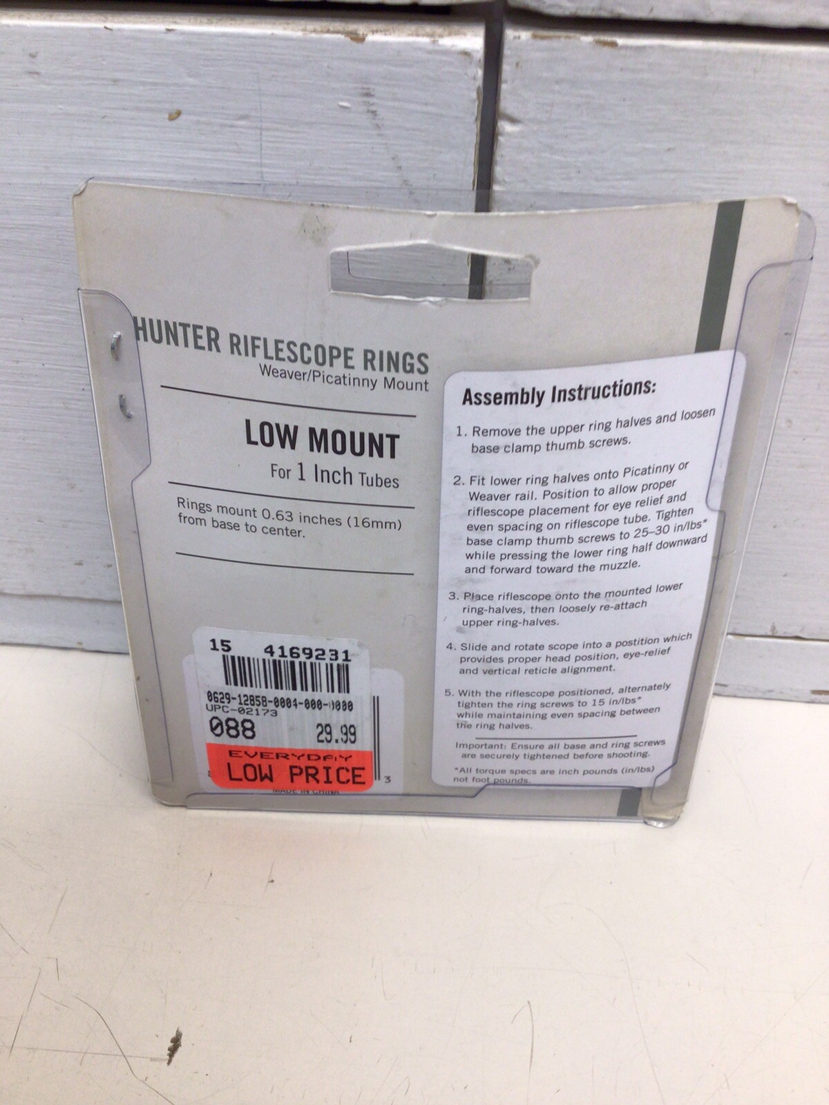 Vortex 1-Inch Riflescope Low Rings: Picatinny/Weaver Mount, Set of 2 Brand New !