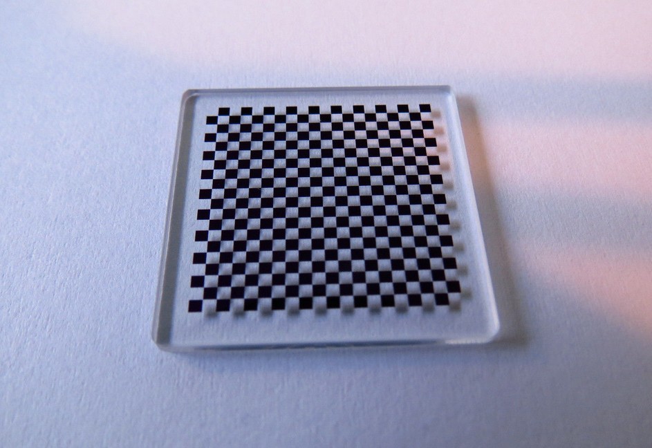 Chess board calibration plate Stage 63x63mm 1x1 mm squares High Precision