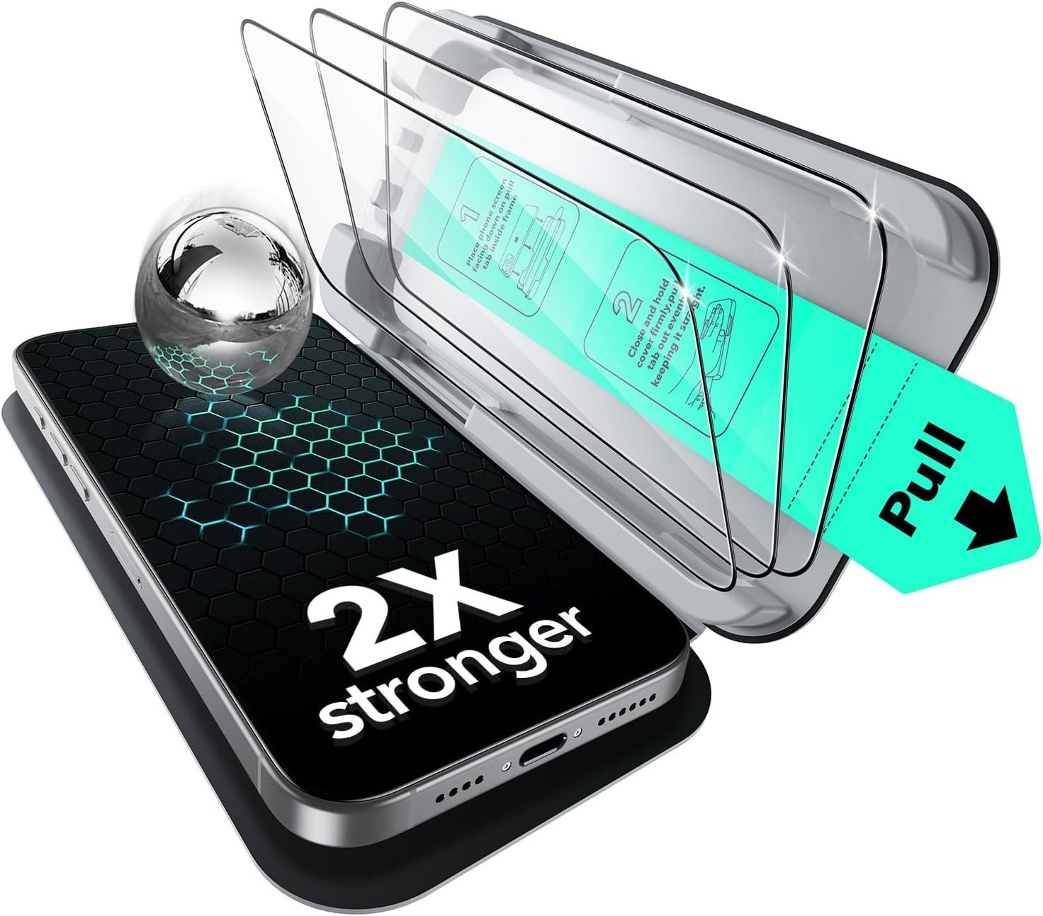 ESR iPhone Screen Protector 3 Pack 9H Tempered Glass UltraFit Tray
