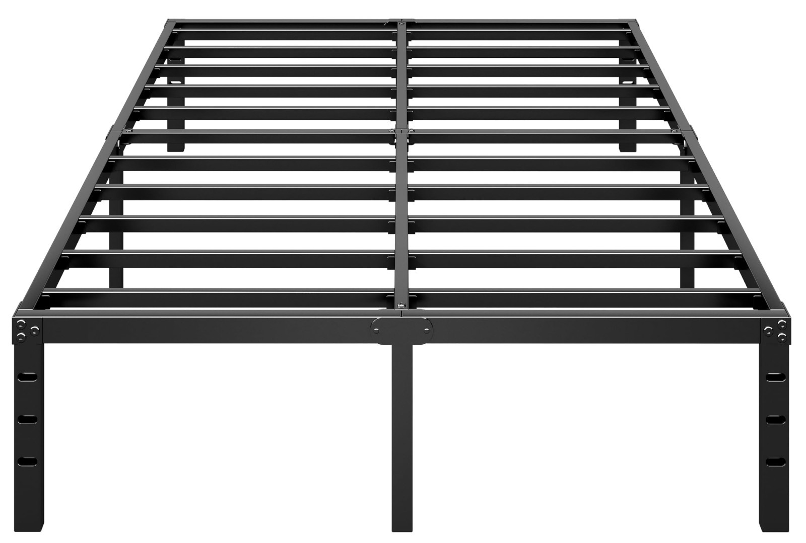 Full Size Metal Platform Bed Frame, 14" Tall, No Box Spring, Heavy Duty Slats, E