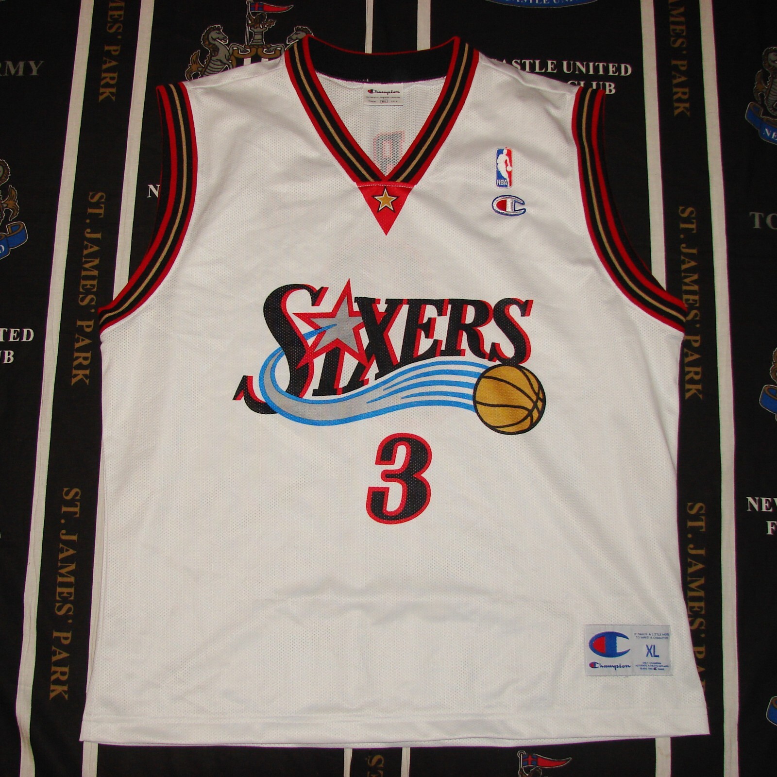 USA NBA Philadelphia Sixers Allen Iverson Basketball Jersey Shirt Champion XL