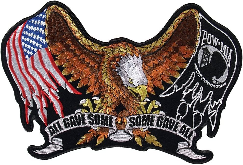 Pow Mia Eagle All Gave Some US Flag Jacket Vest Biker Back Patch - 11 X 7 Inch