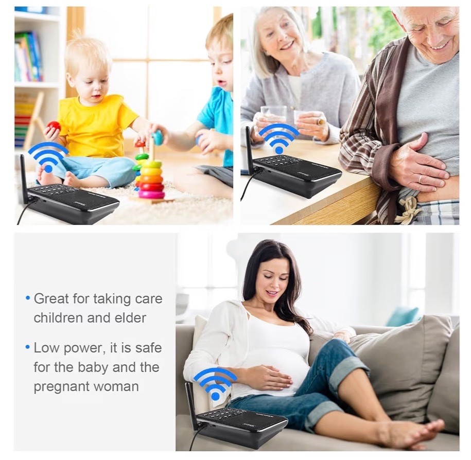 Wuloo Wireless Home Intercom System; 5280 Feet Range, 10 Channel, 3 Code, 6 Pack
