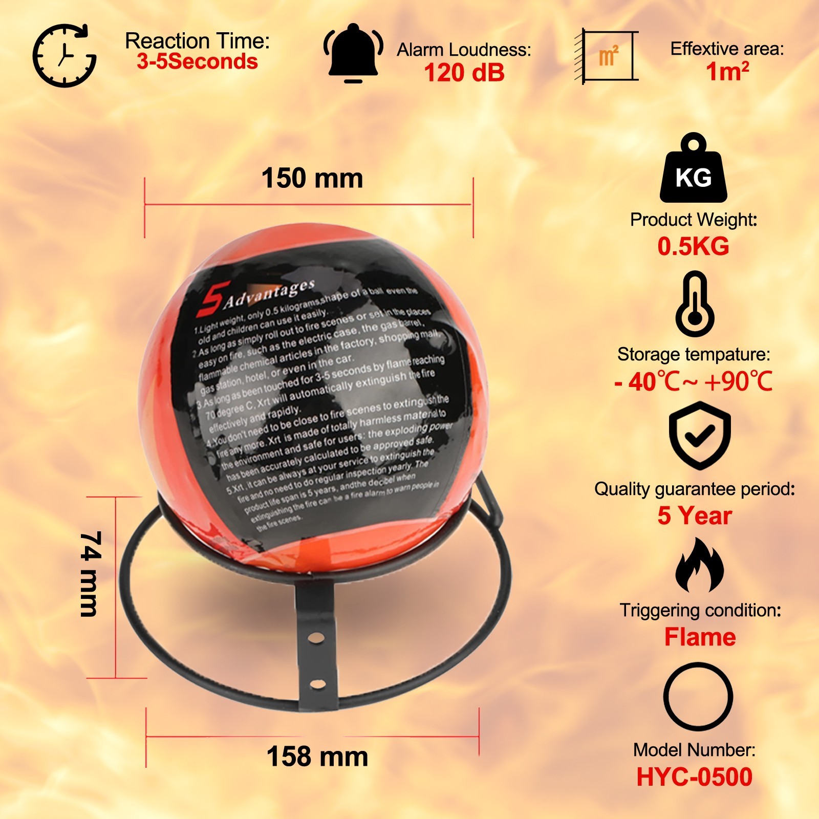 11 PACK Portable Automatic Fire Ball Extinguisher with Bracket and Hook Mount US