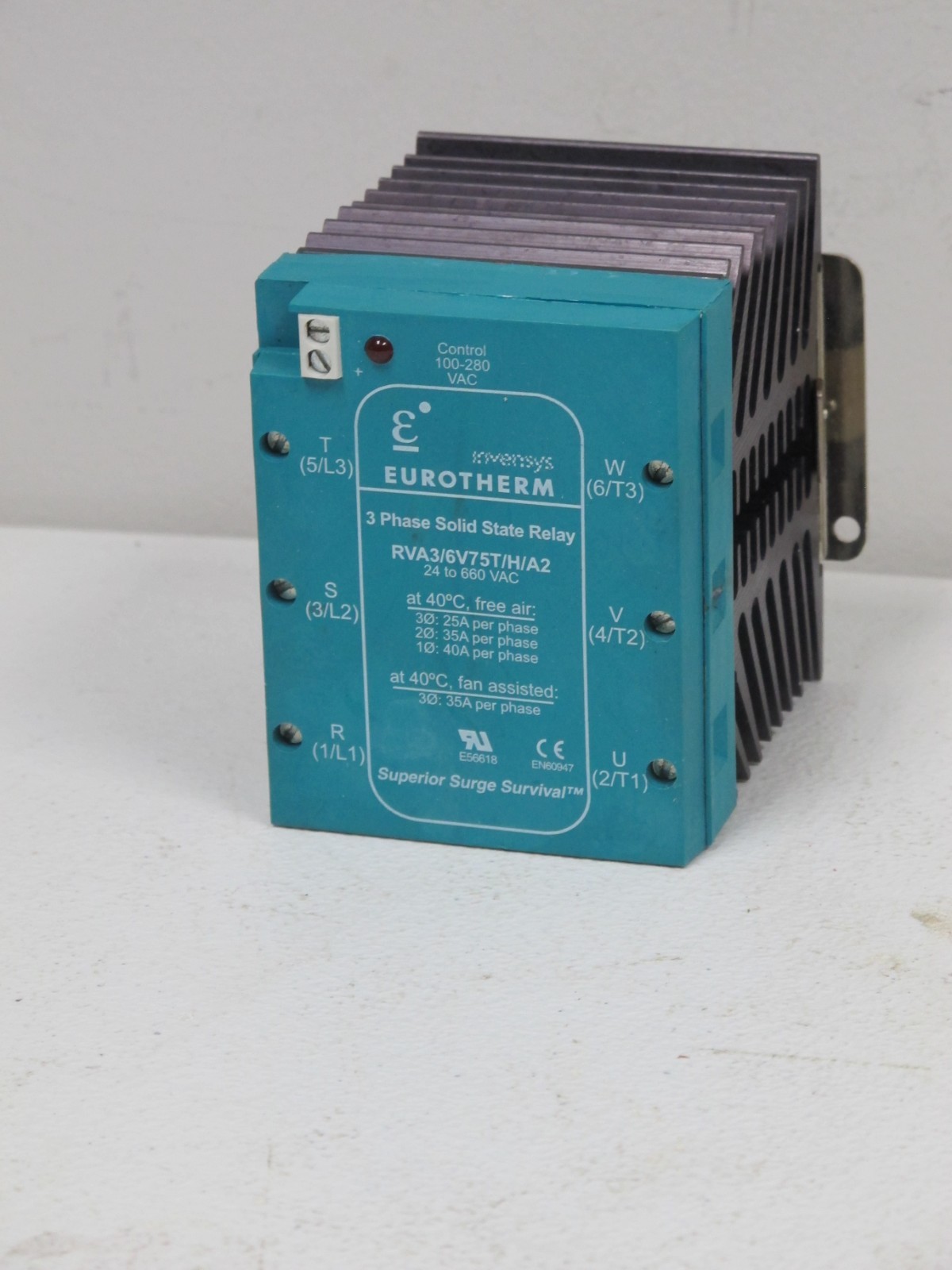 EUROTHERM RVA3/6V75T/H/A2 3 PHASE SOLID STATE RELAY,USED,25AMP
